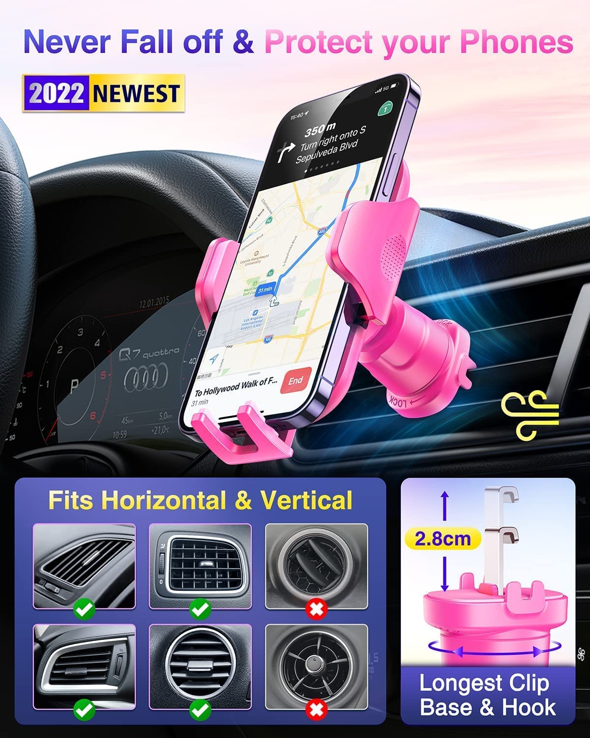 Cell Phone Holder Car Dash Windshield Air Vent Stand