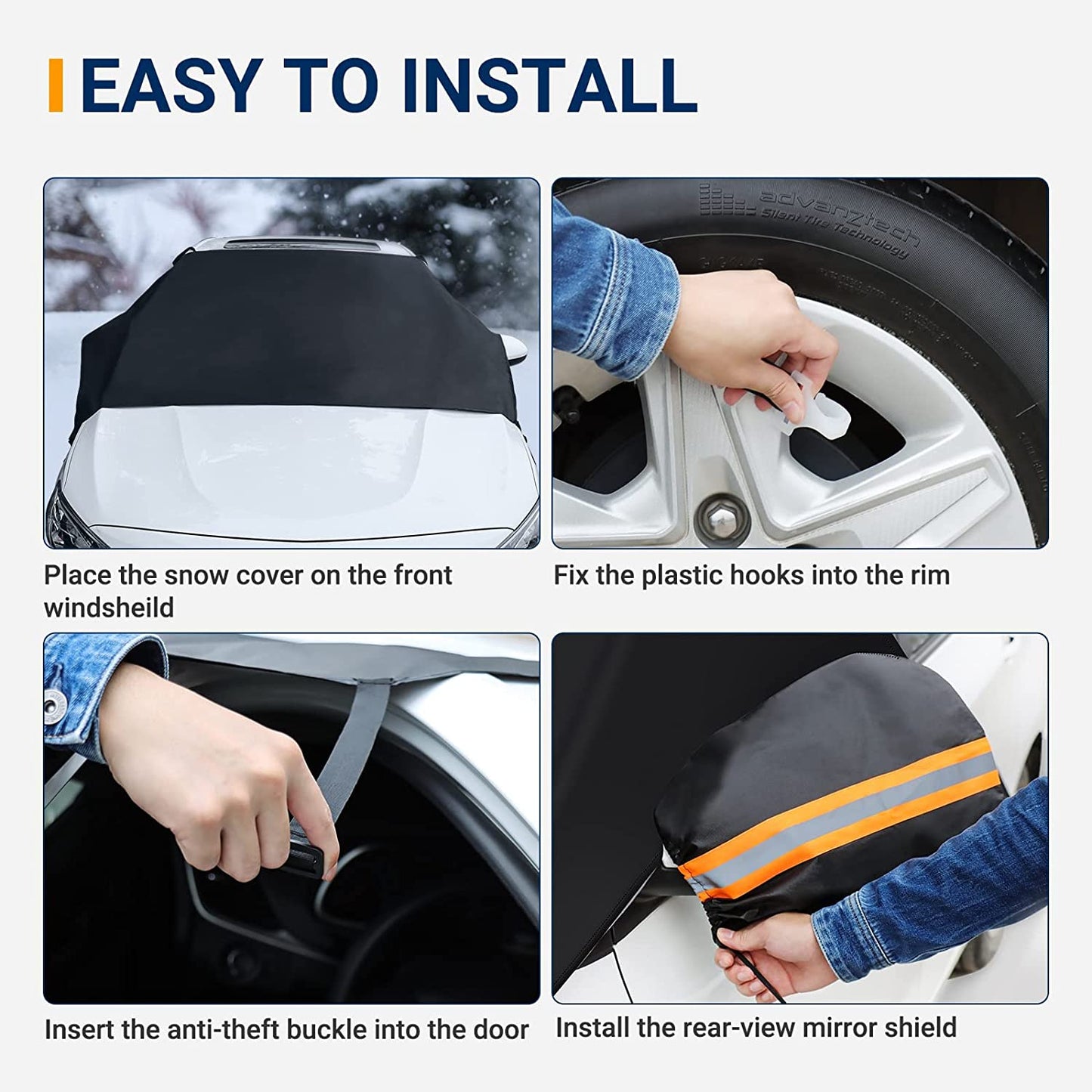 Car Windshield Cover for Ice and Snow 4-Layer Protection