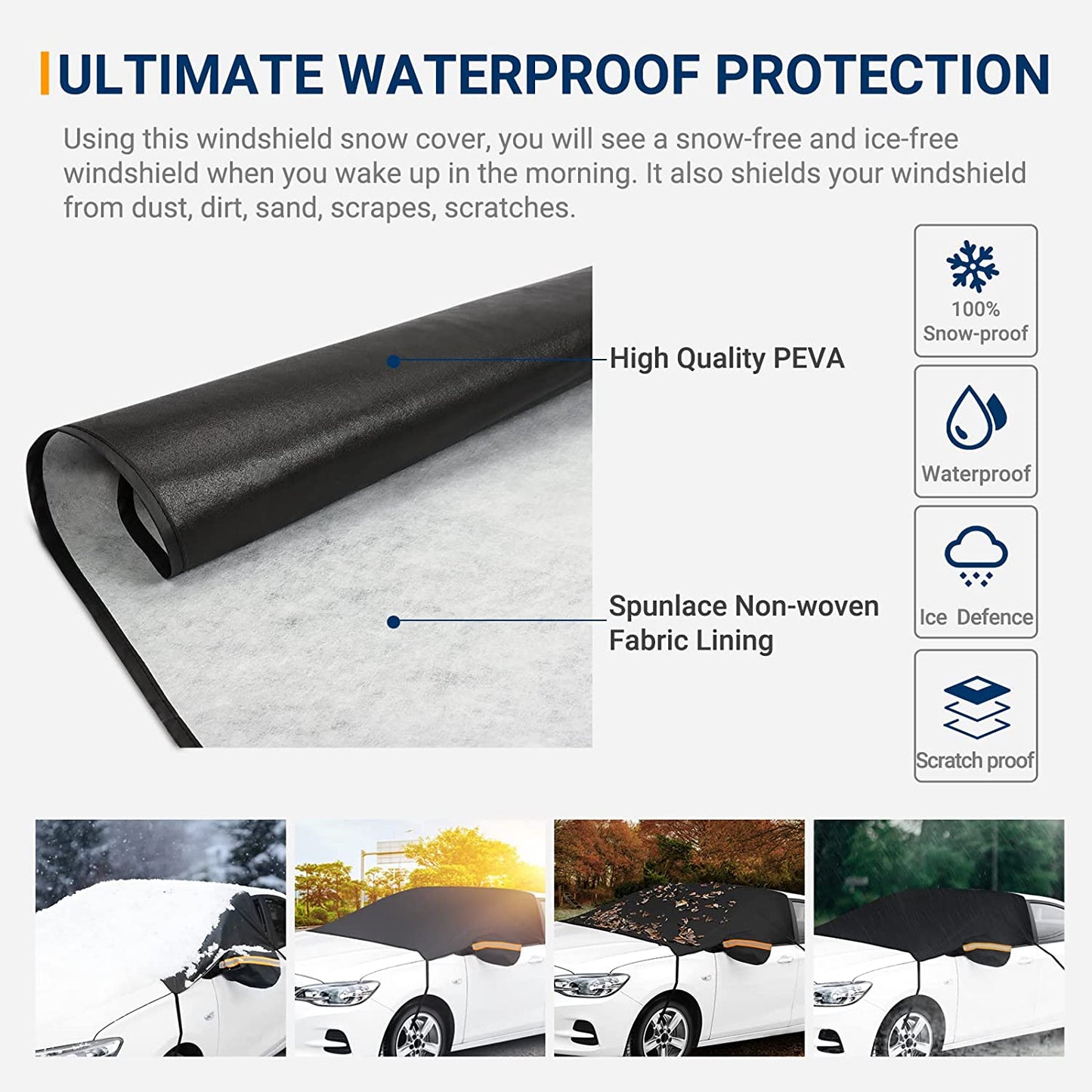 Car Windshield Cover for Ice and Snow 4-Layer Protection