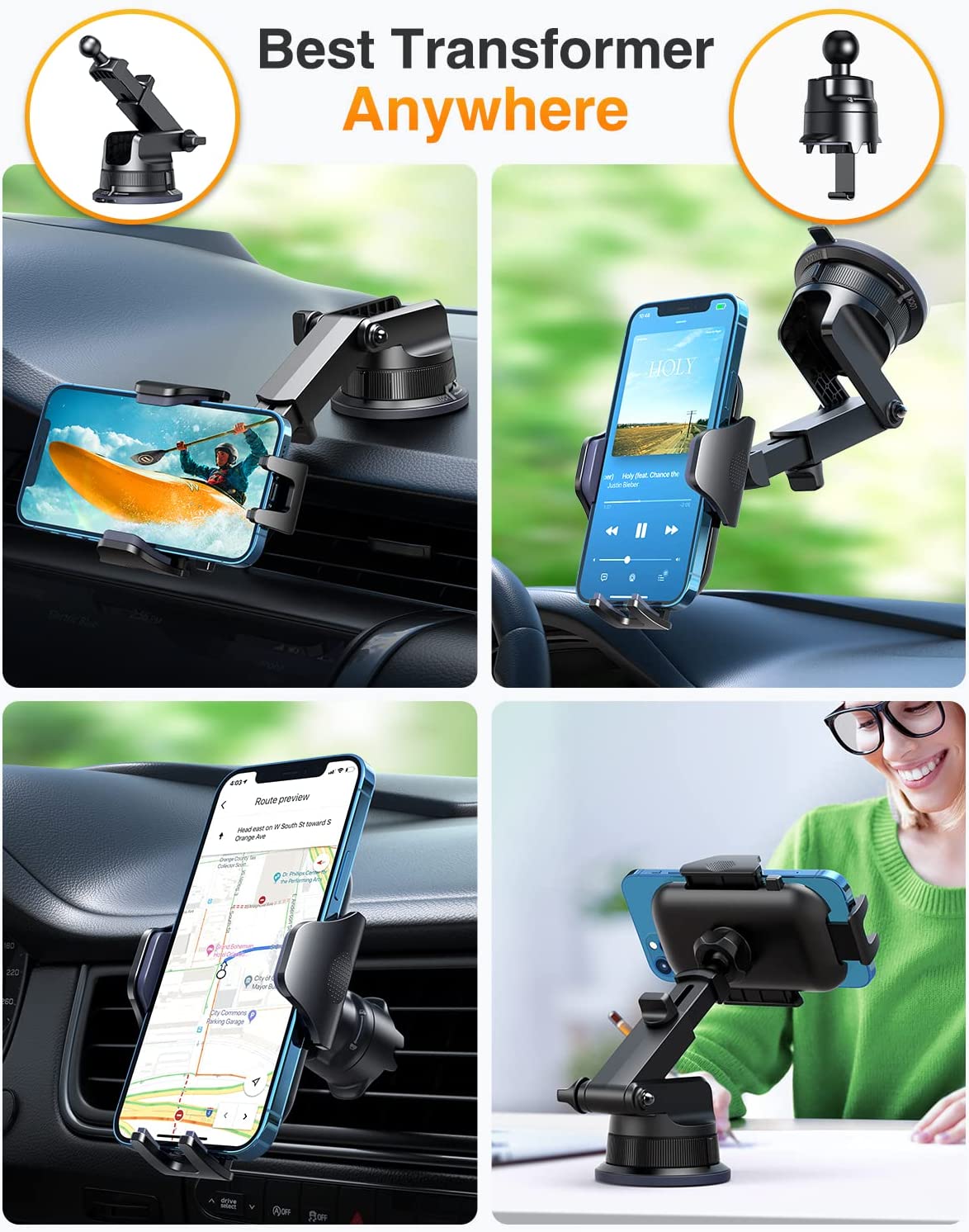 Cell Phone Holder Car Dash Windshield Air Vent Stand