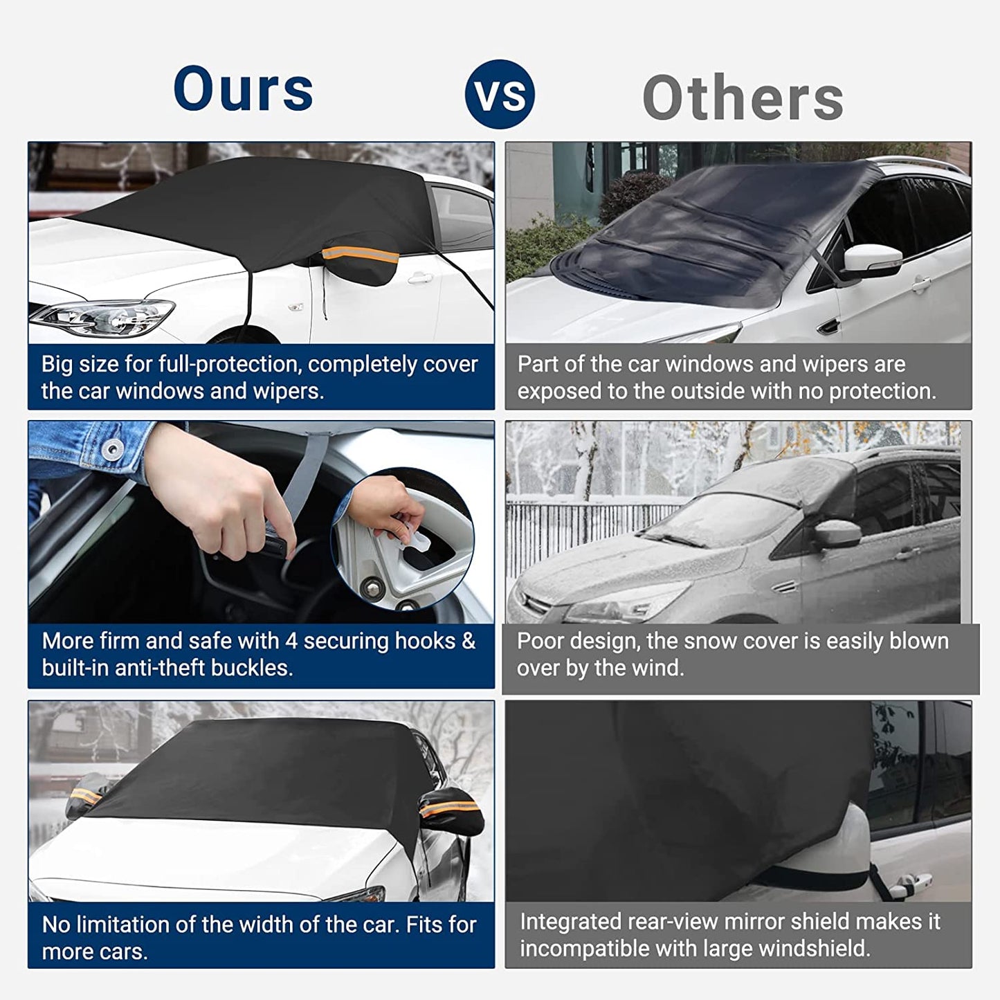 Car Windshield Cover for Ice and Snow 4-Layer Protection