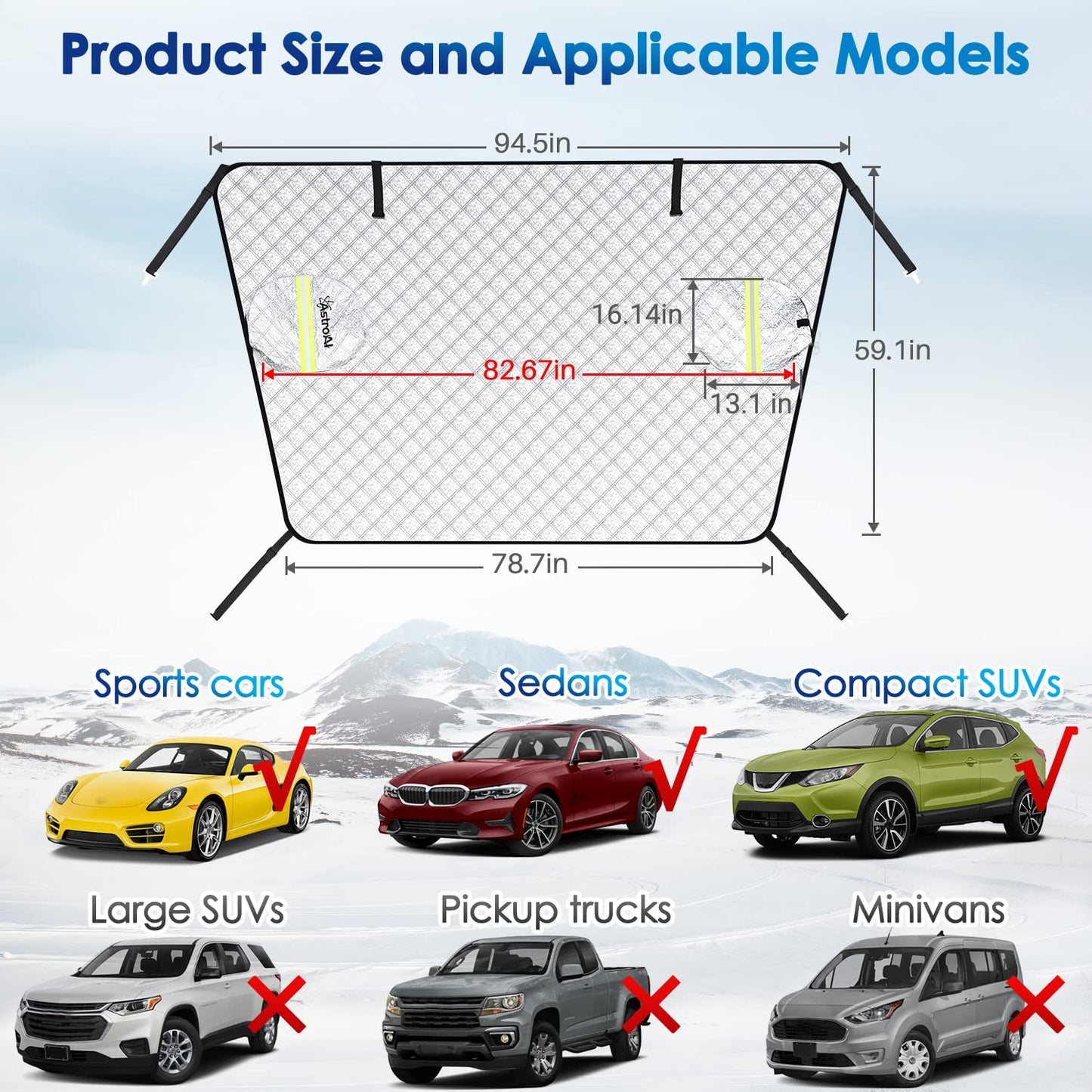 Car Windshield Cover for Ice and Snow 4-Layer Protection