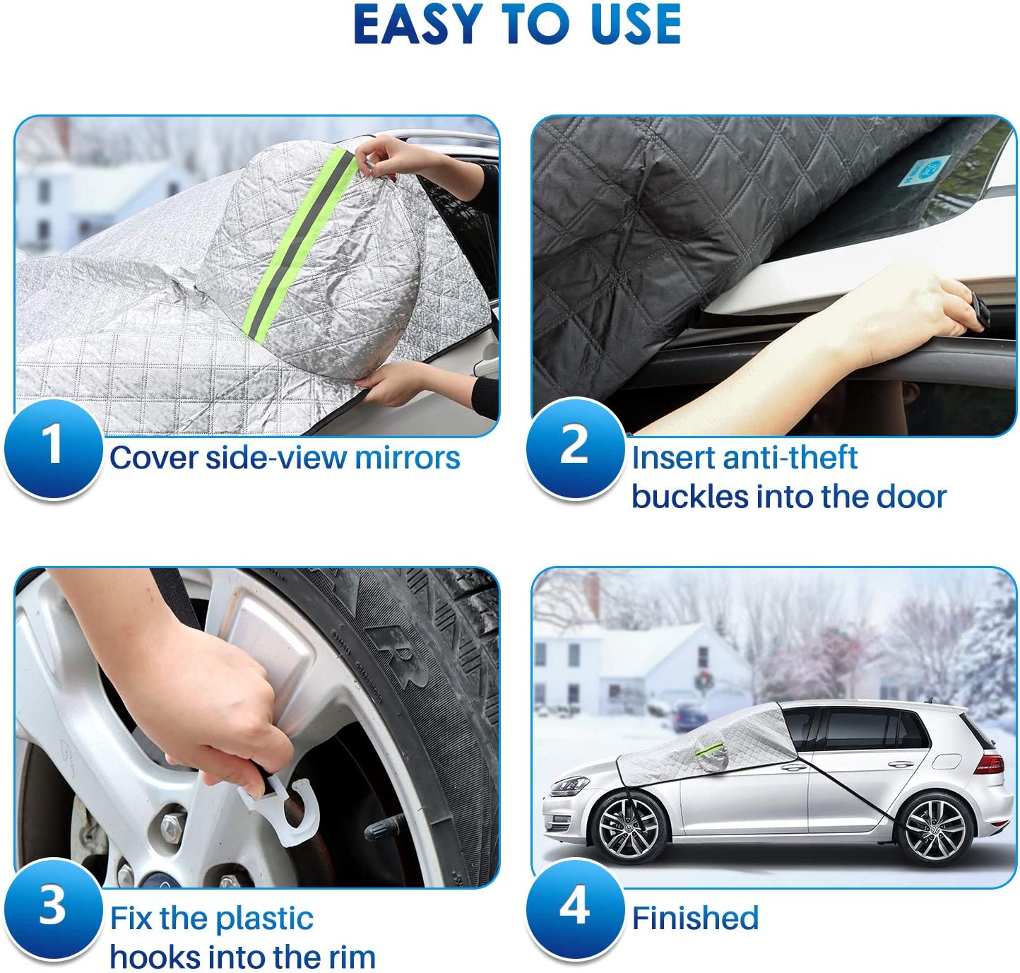 Car Windshield Cover for Ice and Snow 4-Layer Protection