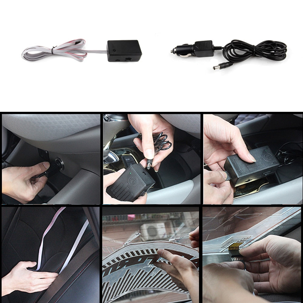 Auto RGB Neon El Interior Lights Music Rhythm Flash Lamp Sticker